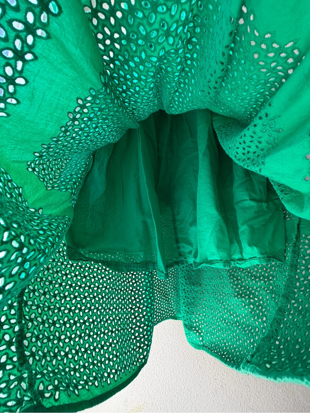 Emerald Green Eyelet Sundress - Classic Summer Dress 100% soft Cotton Women’s M - Picture 7 of 8